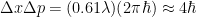 \Delta x \Delta p = (0.61\lambda)(2\pi\hbar) \approx 4\hbar